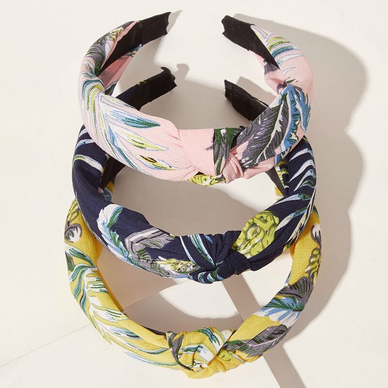 

3pcs Tropical Print Hair Hoop, Multicolor