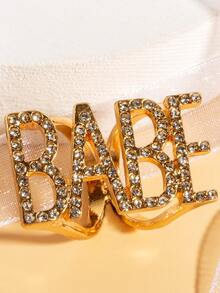 Anillo con diseño de letra grabada con diamante de imitación 1 pieza - Amarillo Oro - Ver 2