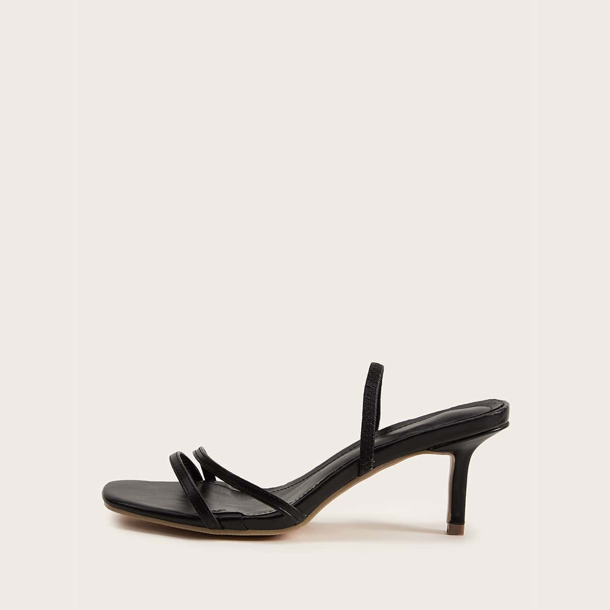 

Strappy Stiletto Heeled Mules, Black