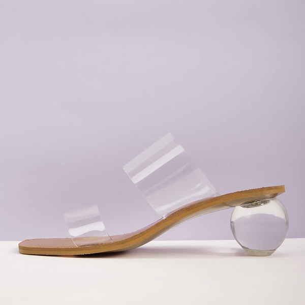 

Clear Strap Ball Heeled Mules