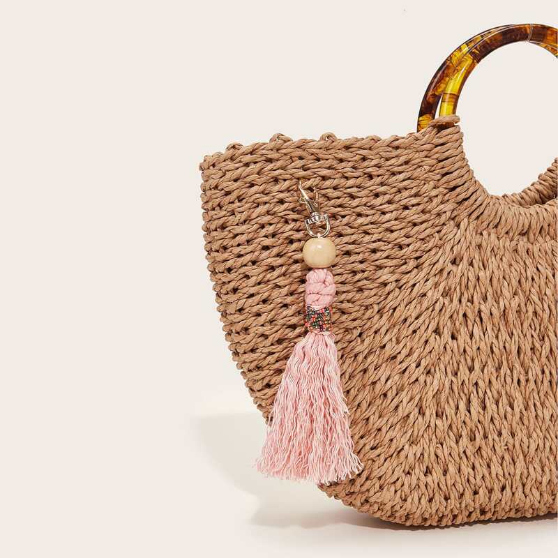 

Beaded Tassel Bag Accessory, Pink