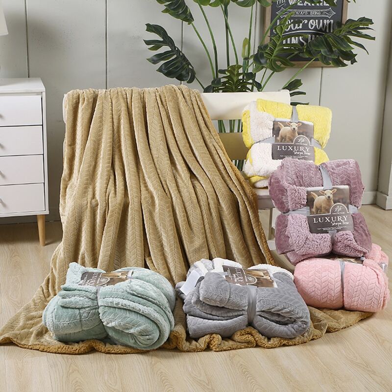 

1pc Solid Color Sherpa Fleece Blanket, Multicolor