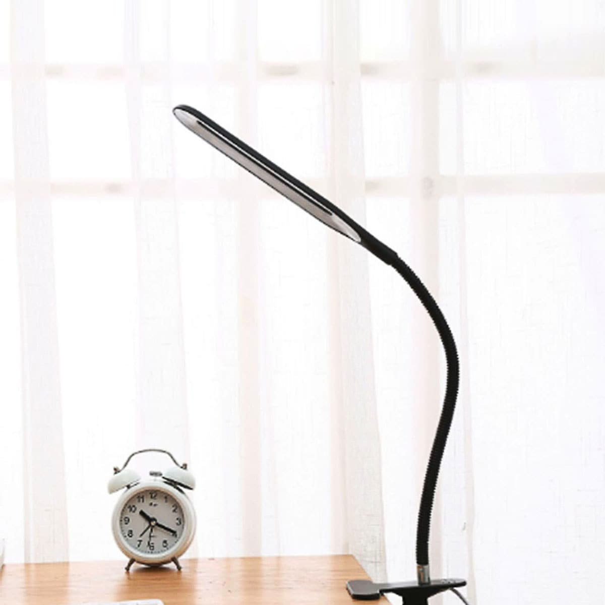 

1pc Flexible Clip Table Lamp, Black