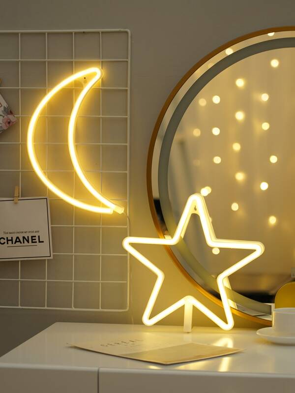 1pc Neon Star Moon Shaped Wall Lamp Romwe 1pc Neon Star Moon Shaped Wall Lamp