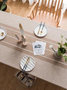 Mantel bajo con fleco unicolor - Caqui - Ver 5