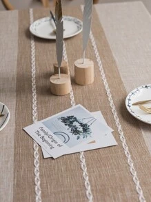 Mantel bajo con fleco unicolor - Caqui - Ver 6