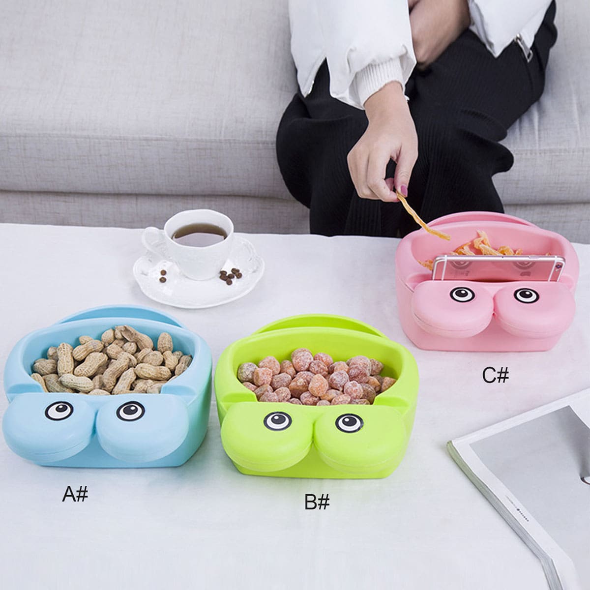 

1pc Frog Design Multifunction Snack Box, Multicolor