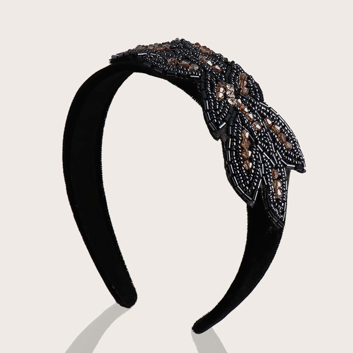 Beaded Flower Decor Hair Hoop