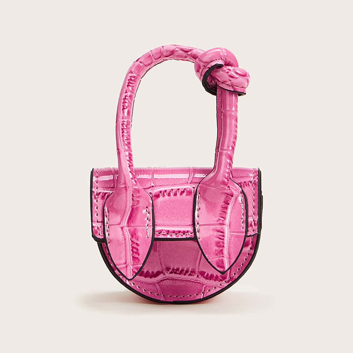 

Mini Croc Embossed Satchel Bag, Pink bright