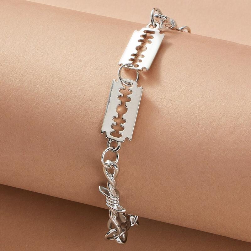 

1pc Knot Decor Chain Bracelet, Silver