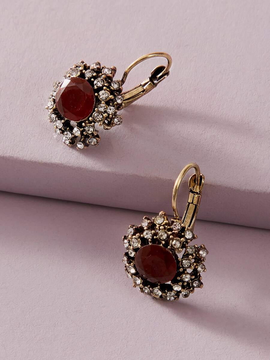 Bông tai stud đính đá 1 cặp - Nhiều màu - Xem 1