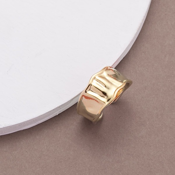 

Wavy Band Thick Cuff Ring, Gold