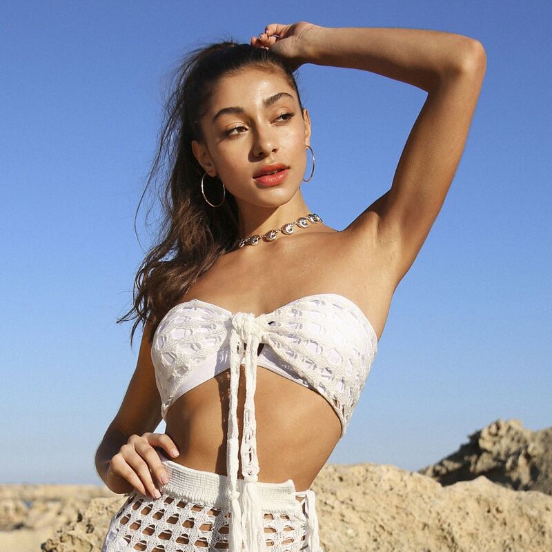 

Tie Front Crop Crochet Cover Up Top, White