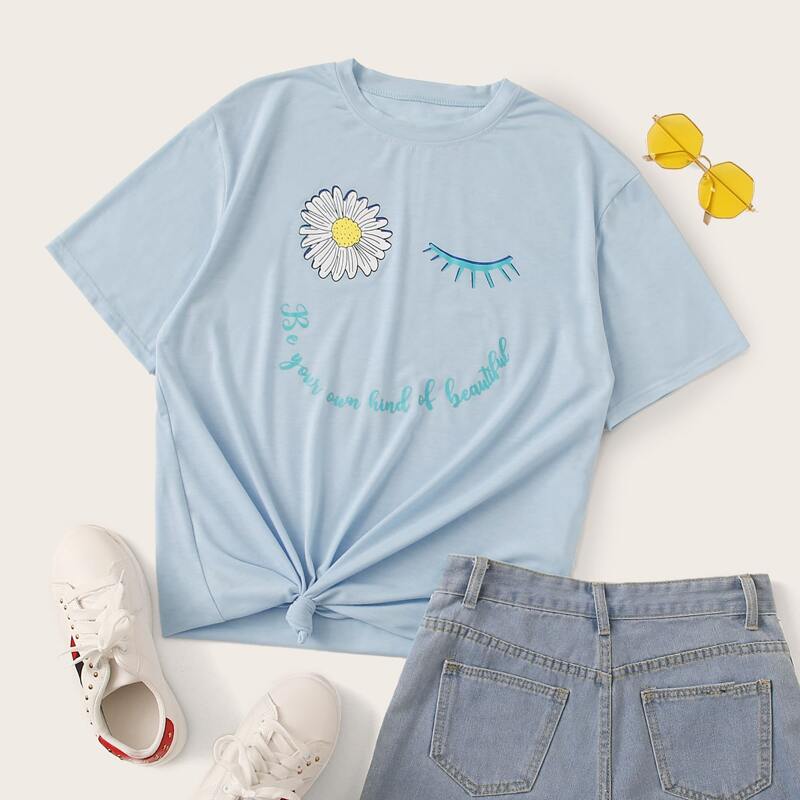 

Floral Graphic Blue Tee