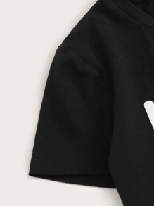 SHEIN Tween Girl Slogan Graphic Tee And Camo Leggings Set - Multicolor - View 3