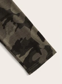 SHEIN Tween Girl Slogan Graphic Tee And Camo Leggings Set - Multicolor - View 4