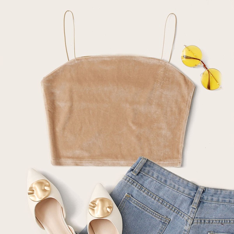 

Solid Velvet Crop Cami, Khaki