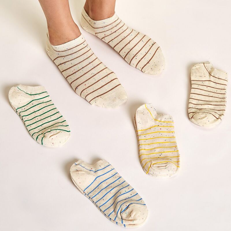 

5pairs Striped Pattern Socks, Multicolor