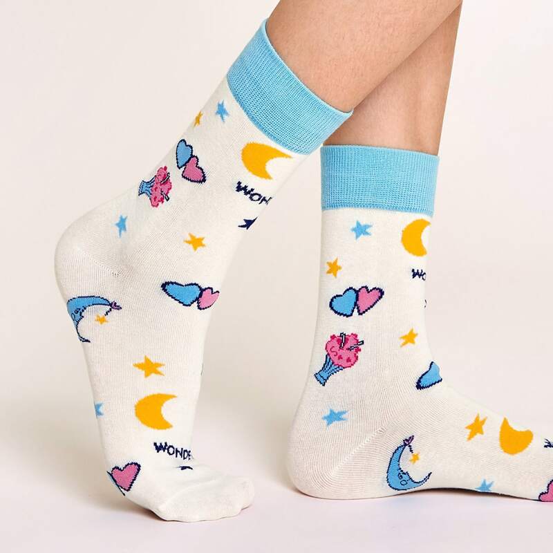 

1pair Plant & Star Pattern Socks, Multicolor