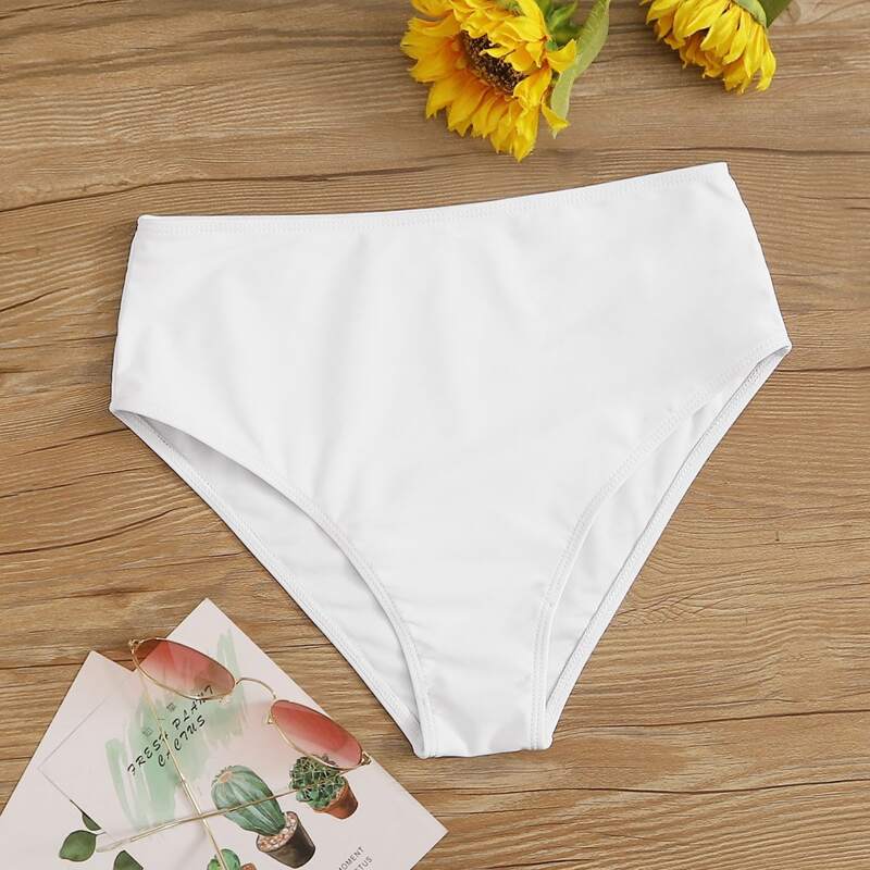 

Solid High Waist Swimming Panty, White