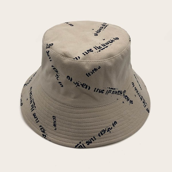 

Men Graphic Stitching Bucket Hat, Beige