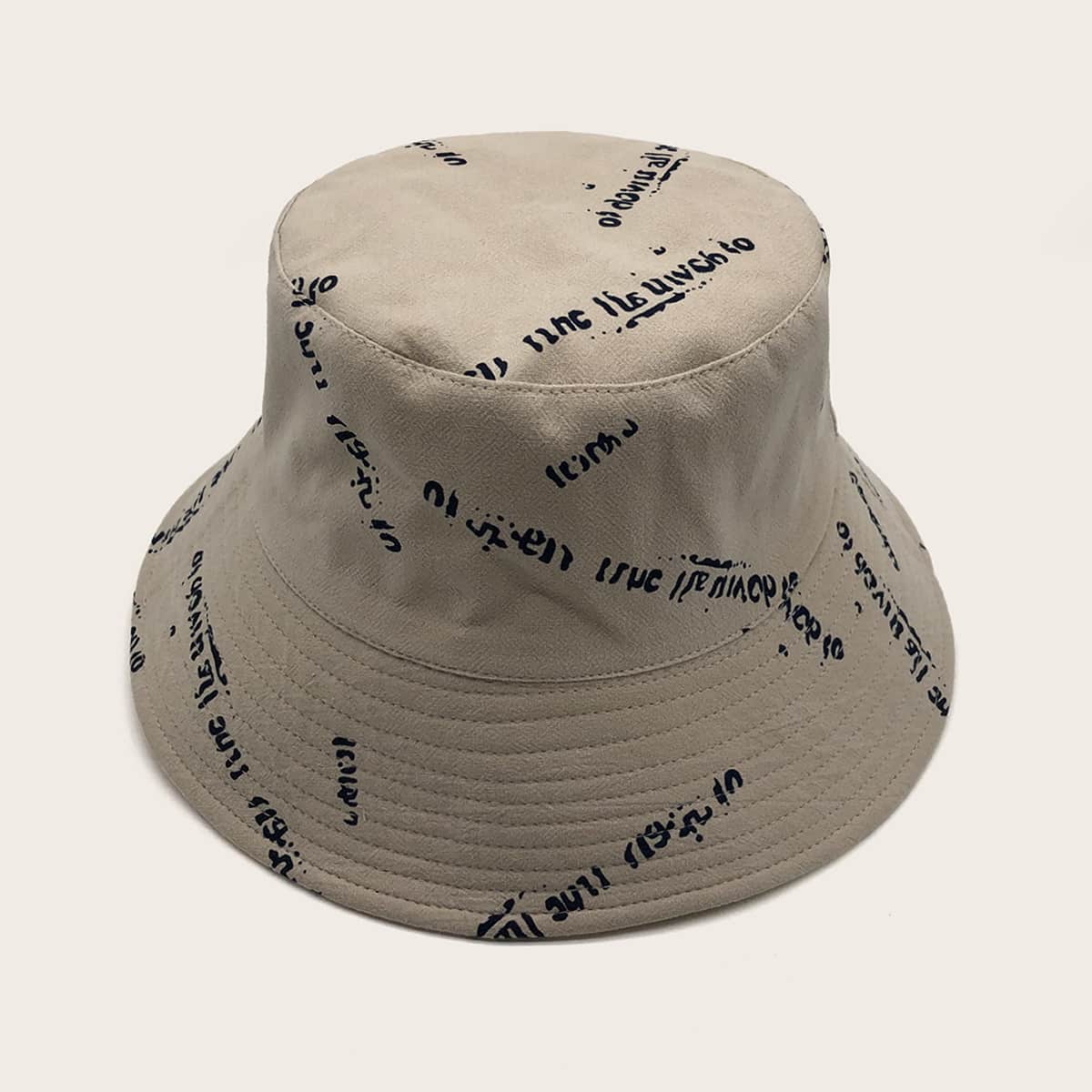 

Guys Graphic Stitching Bucket Hat, Beige