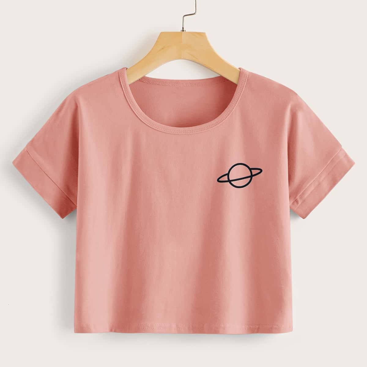 

Planet Graphic Pink Crop Tee