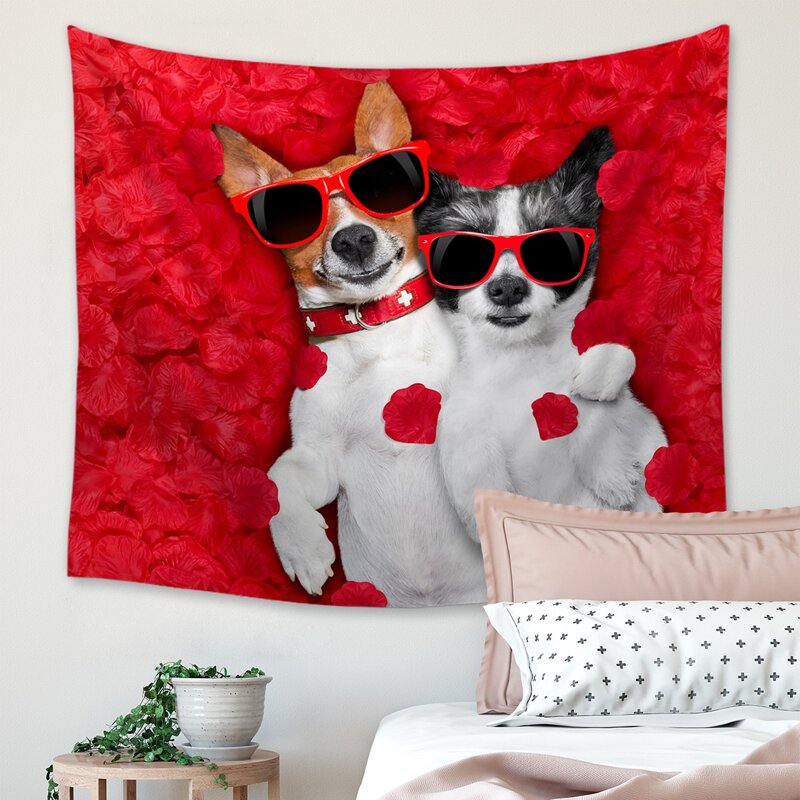 

Couple Dog Print Tapestry