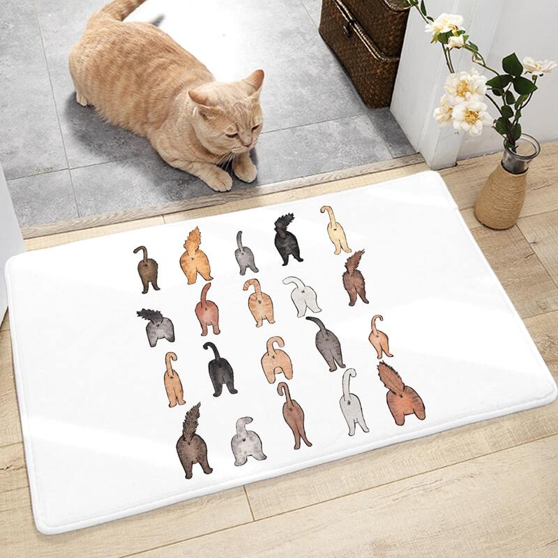 

Cute Cat Butt Pattern Floor Mat, Multicolor