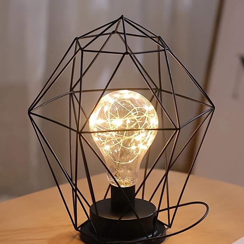 

Geometric Iron Night Light, Black