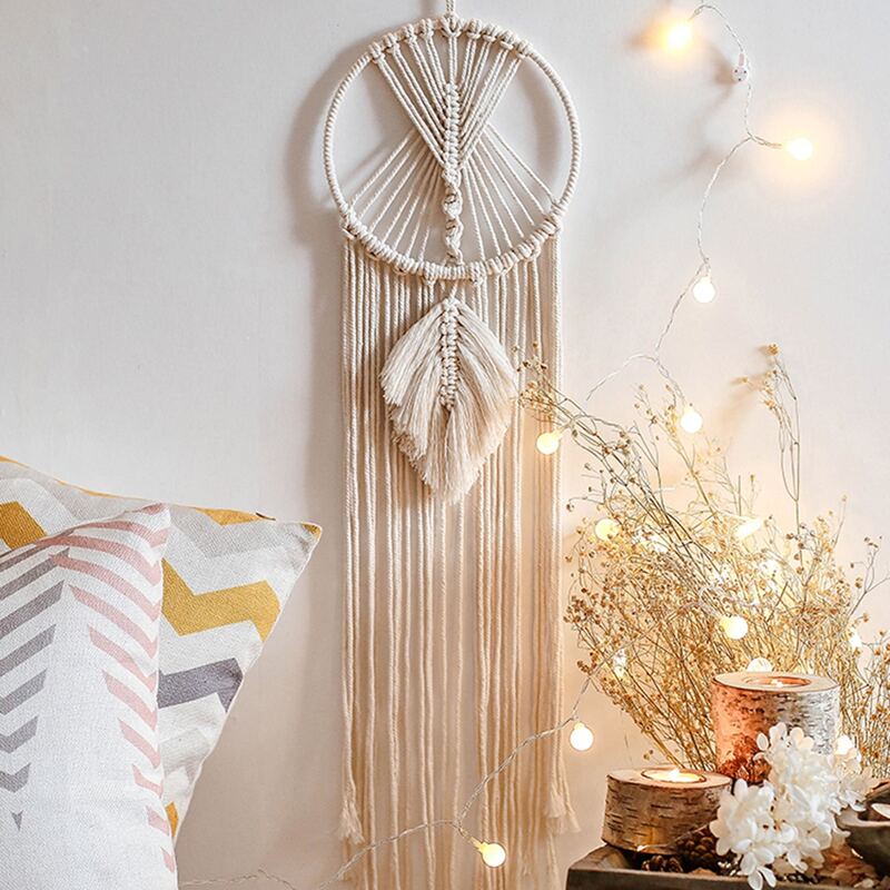 

Woven Tassel Dream Catcher Wall Hanging Decor, Beige