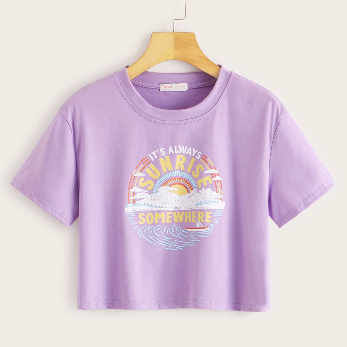 

Letter Graphic Crop Purple Tee