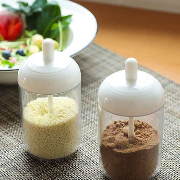 

1pc Seasoning Storage Jar With Spoon, Multicolor