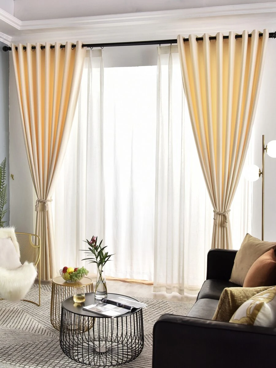 1pc Plain Blackout Curtain - Beige - View 1