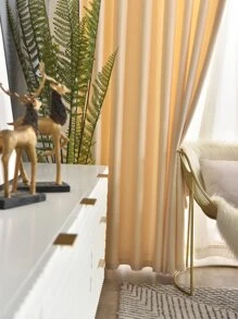 1pc Plain Blackout Curtain - Beige - View 2