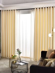 1pc Plain Blackout Curtain - Beige - View 5