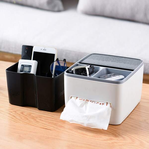 

1pc Multifunctional Plastic Tissue Box, Multicolor