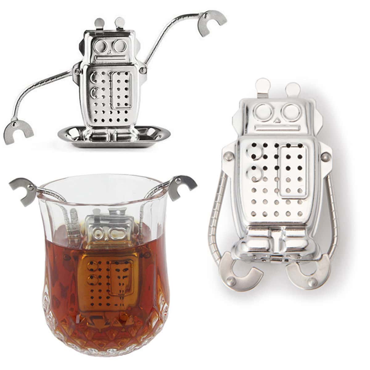 

Stainless Steel Robot Shaped Tea Strainer, Silver