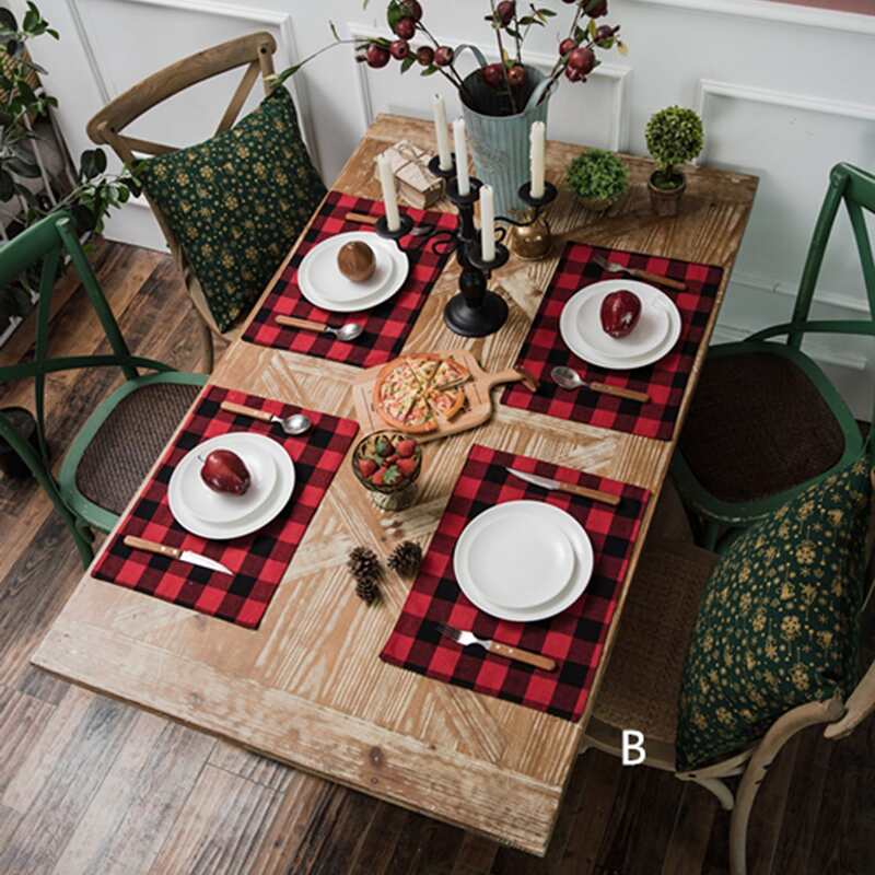

1pc Gingham Pattern Print Placemat