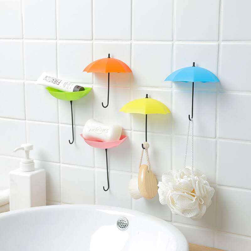 

3pcs Cute Umbrella Shaped Wall Hook, Pink