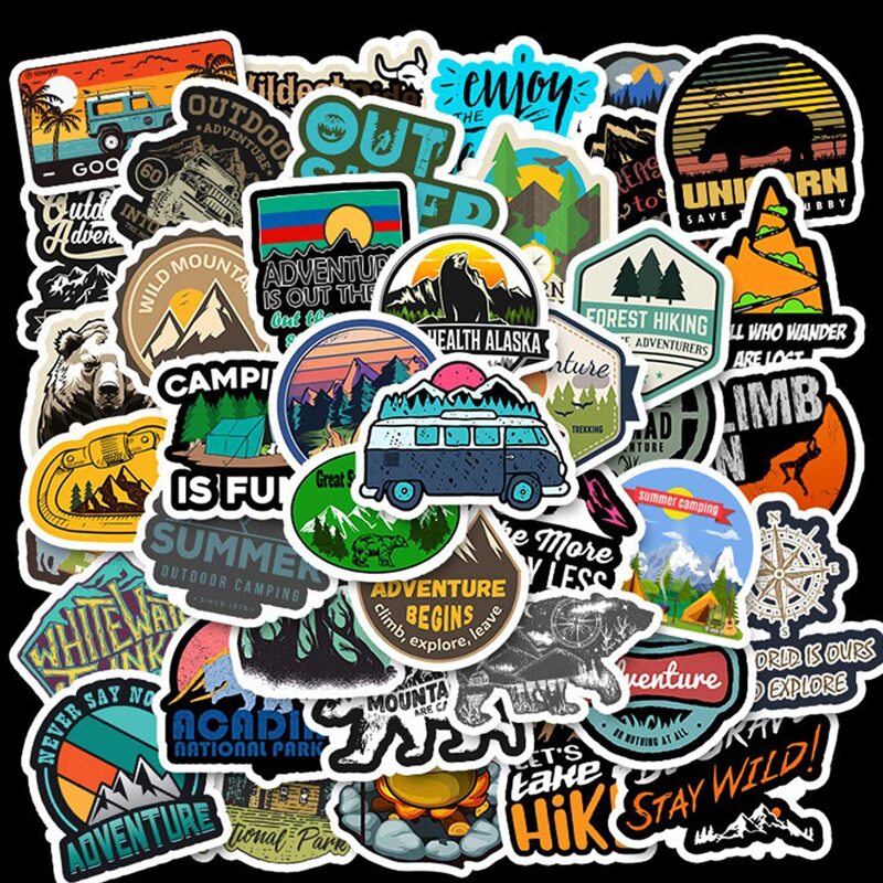 

50pcs Outdoor Adventure Pattern Sticker, Multicolor