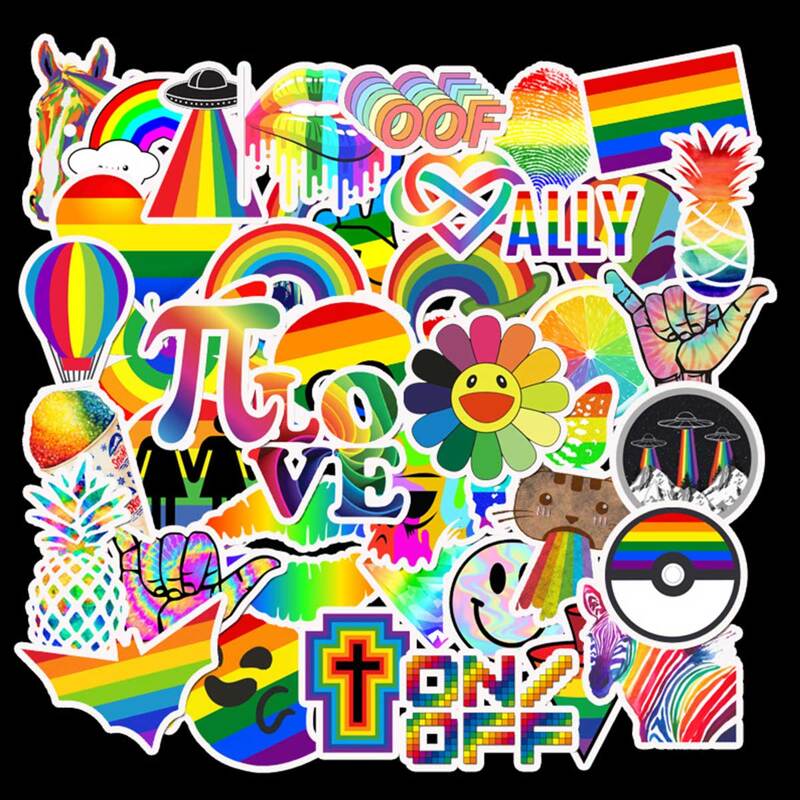 

50sheets Rainbow Color Cartoon Graphic Sticker