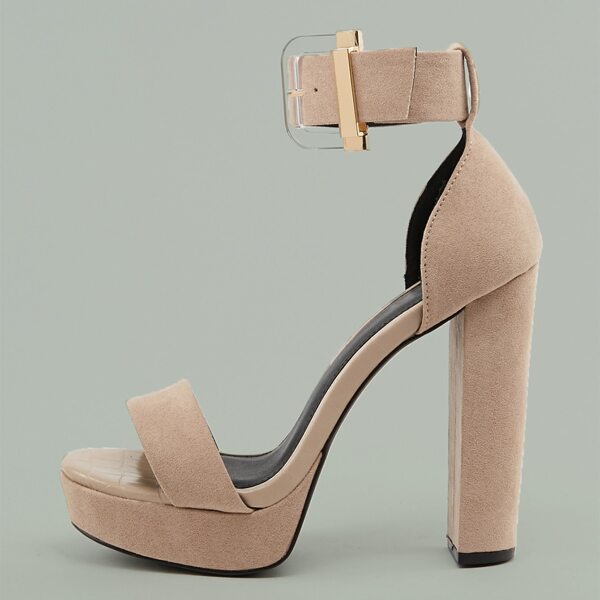 

Buckled Ankle Strap Platform Block Heel Sandals, Khaki