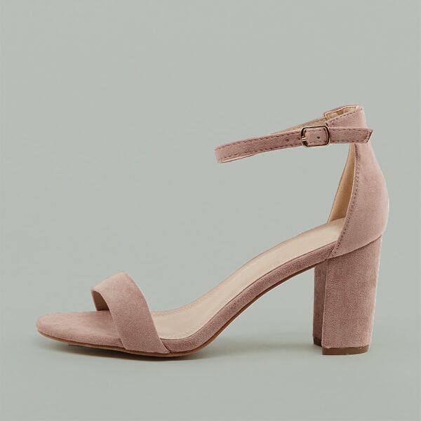 

Ankle Strap Open Toe Block Heel Sandals, Pink