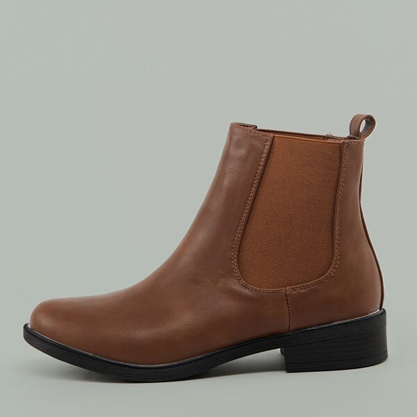 

Almond Toe Side Goring Flat Chelsea Ankle Boots, Brown