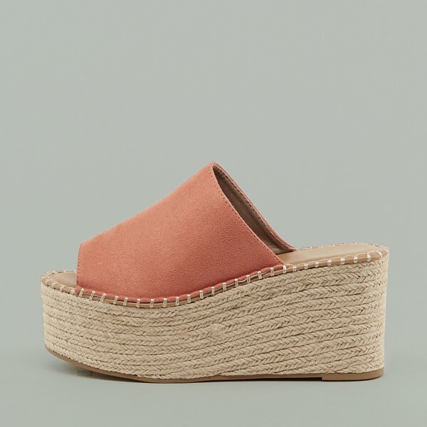 

Peep Toe Flatform Wedge Sandals, Pink