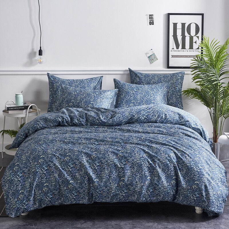 

Flower Print Bedding Set Without Filler, Blue