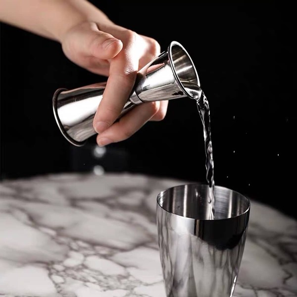 

1pc Stainless Steel Double Head Ounce Cup, Silver