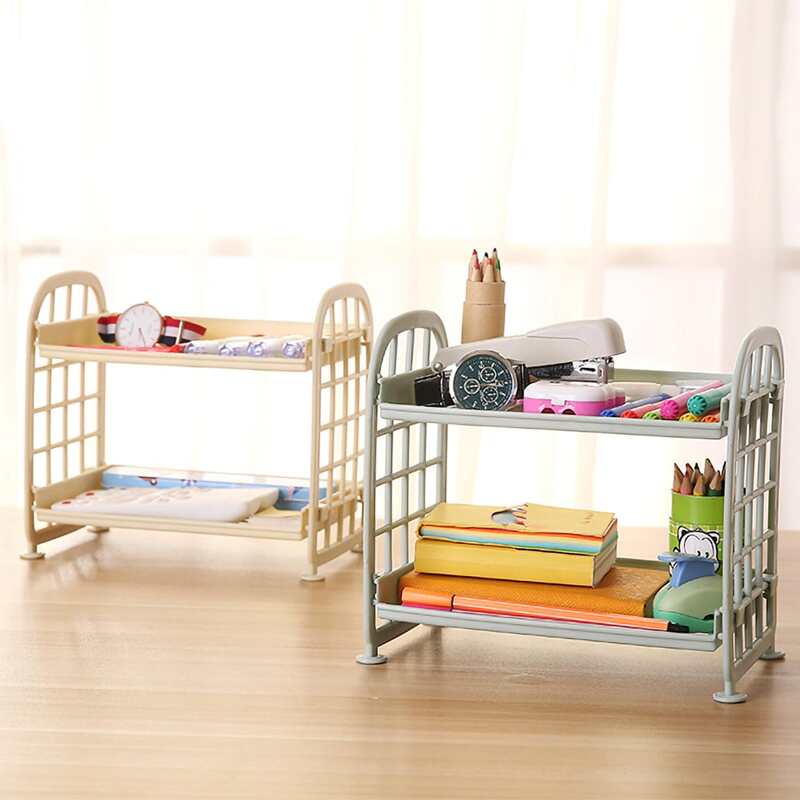 

1pc Double Layer Plastic Storage Rack, Multicolor