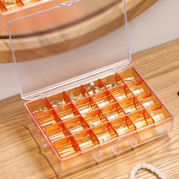

1pc Double Layer Multi Grid Jewelry Storage Box, Multicolor